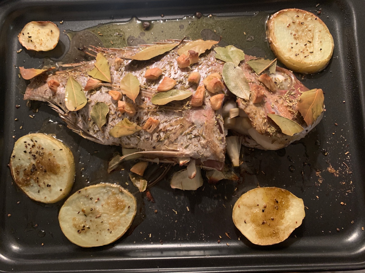 Baked Baby Snapper with Herbs and Potato